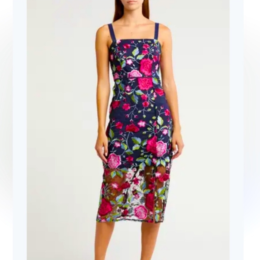NWT Sam Edelman Peony Embroidery Midi with Slit - Size 2